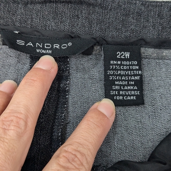 Sandro Woman Washed Black Capri Pants Cropped High Rise Pockets Casual Plus 22W - Picture 10 of 11